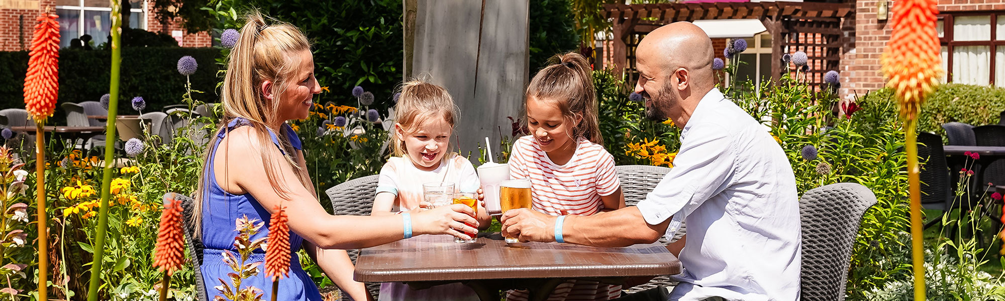 Summer drinks family on the family green