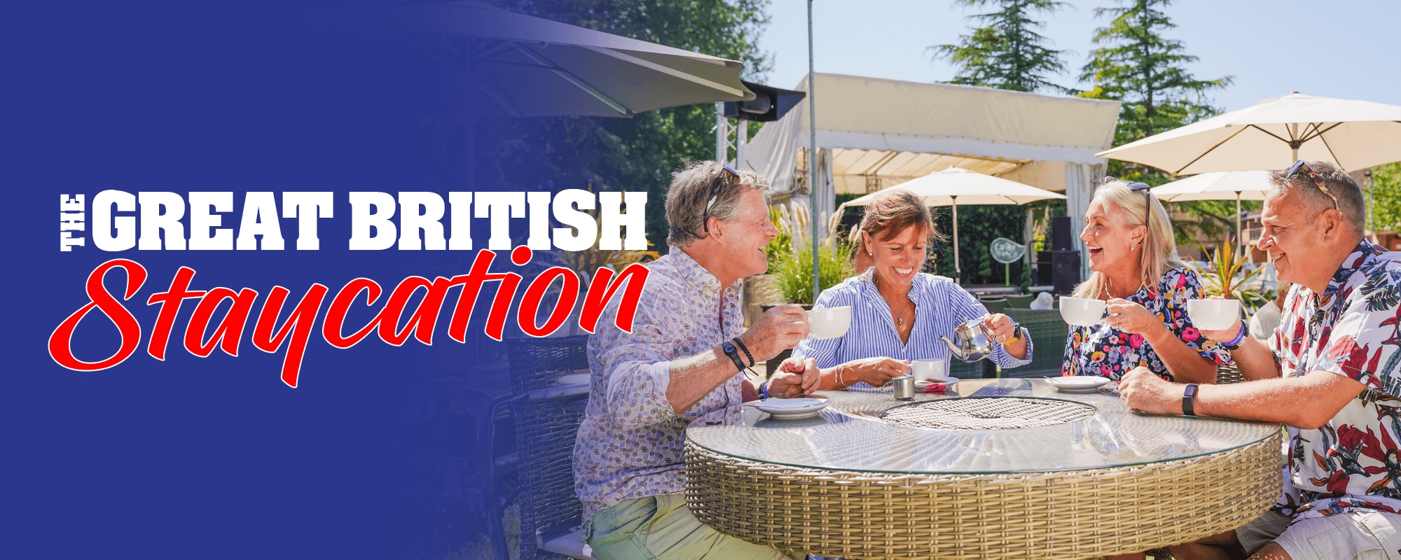 Adults drinking tea in the summer